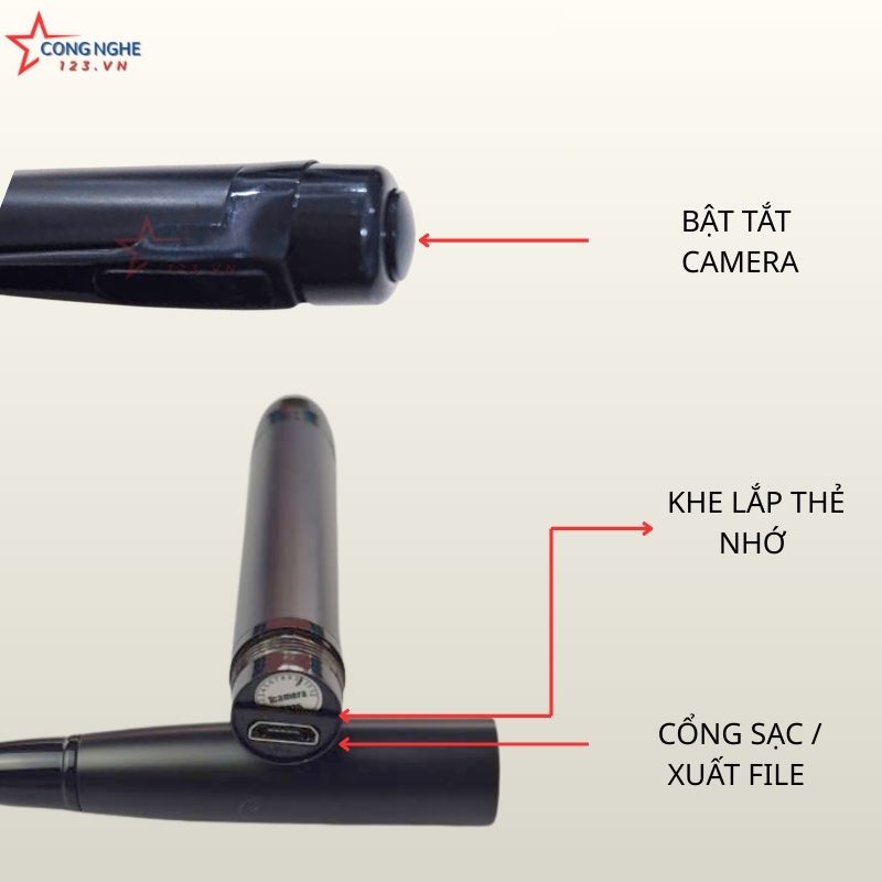 Các thành phần chức năng chính trên camera bút V9pro